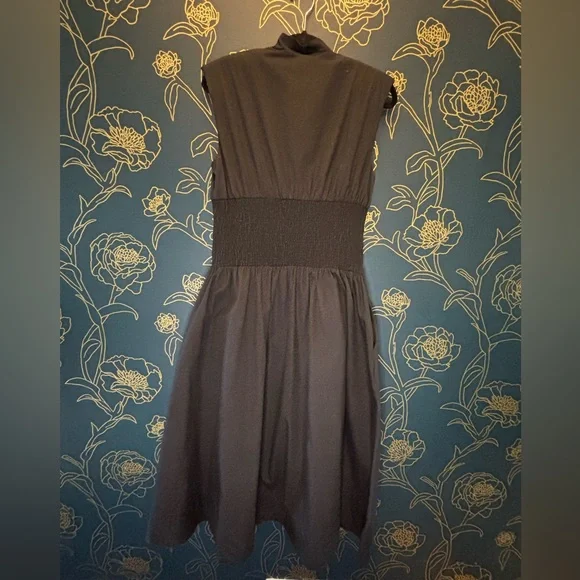 ANTHROPOLOGIE black TOMMIE Zip-Front Midi Dress MEDIUM sleeveless COTTON - Picture 4 of 13